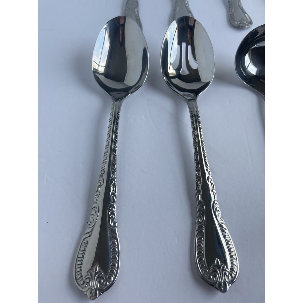 Reed & Barton French Scroll 18/10 Stainless Steel Host Serving Set 8 Piece - Picture 4 of 9